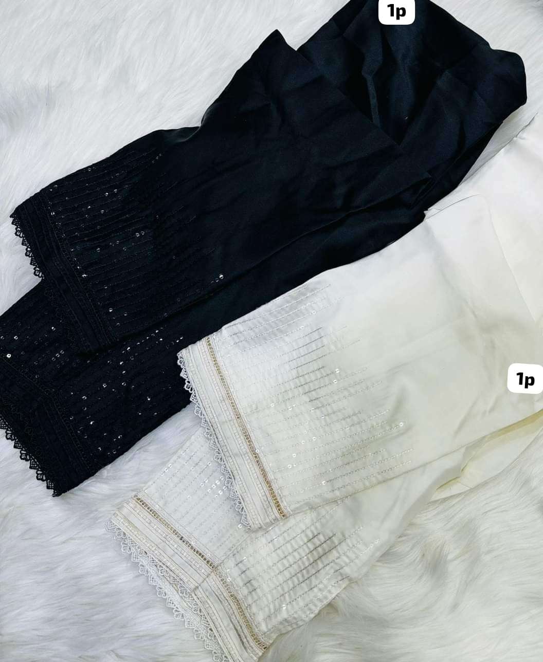 STICHED SILK HAND EMBROIDERED PANTS by READY WEAR